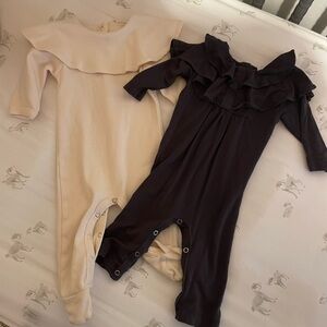 Kate Quinn lot of two / One Piece Set - Cream and Black / 0-3 mo